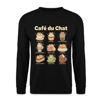 Café du Chat Cat Delight - Sweat-shirt Unisexe - noir - Devant - Alina (178cm) & Michal (187cm)