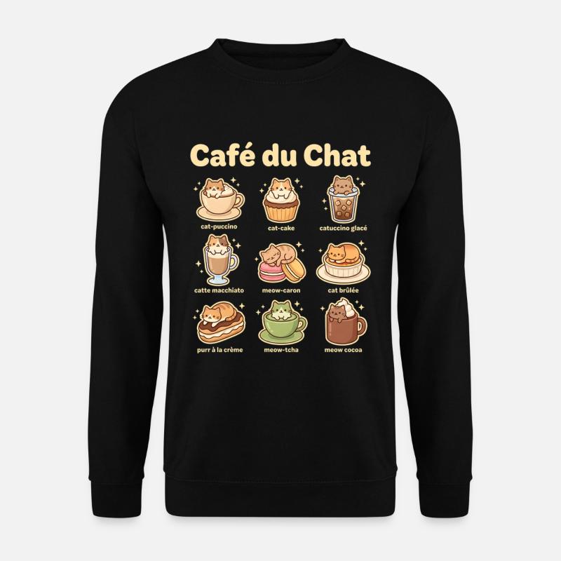 Café du Chat Katzengenuss - Unisex Pullover - Schwarz