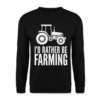 Traktor Fan Spruch I'D RATHER BE FARMING - Unisex Pullover - Schwarz - Vorne - Alina (178cm) & Michal (187cm)