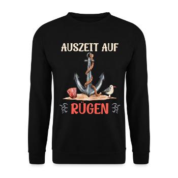 Insel Rügen AUSZEIT AUF RÜGEN Urlaub Lustiges - Unisex Pullover - Schwarz - Vorne - Alina (178cm) & Michal (187cm)