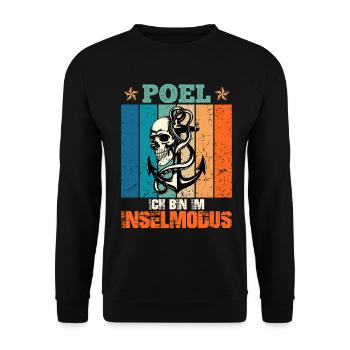 Baltic Sea Holiday POEL AM IM INSEL MODUS Lustig - Unisex Sweatshirt - black - Front - Alina (178cm) & Michal (187cm)