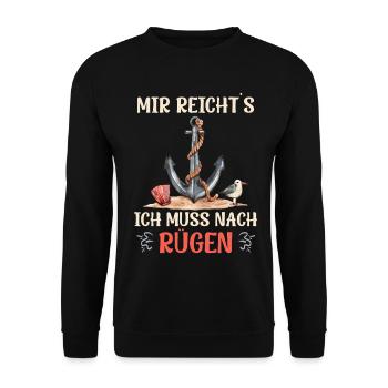 Island of Rügen I'VE HAD ENOUGH, I HAVE TO GO TO RÜGEN - Unisex Sweatshirt - black - Front - Alina (178cm) & Michal (187cm)