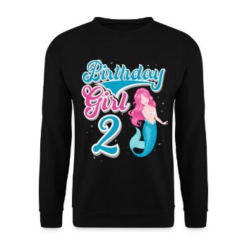 2nd Birthday Mermaid - Unisex Sweatshirt - black - Front - Alina (178cm) & Michal (187cm)