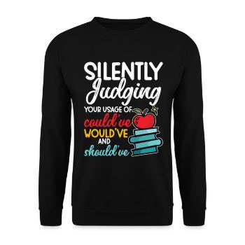 ELA-Lehrerin 1. Schultag Englisch - Unisex Pullover - Schwarz - Vorne - Alina (178cm) & Michal (187cm)