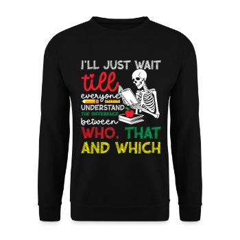Professeur d’anglais en arts du langage le premier jour d’école - Sweat-shirt Unisexe - noir - Devant - Alina (178cm) & Michal (187cm)