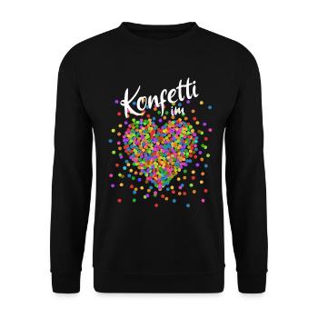 Konfetti im Herzen - Karneval im Blut Kostüm - Unisex Pullover - Schwarz - Vorne - Alina (178cm) & Michal (187cm)