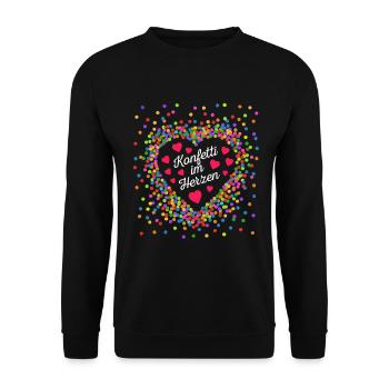 Konfetti im Herzen - Karneval im Blut Kostüm - Unisex Pullover - Schwarz - Vorne - Alina (178cm) & Michal (187cm)