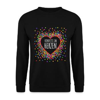 Konfetti im Herzen - Karneval im Blut Kostüm - Unisex Pullover - Schwarz - Vorne - Alina (178cm) & Michal (187cm)