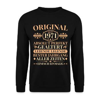 Vintage 1971 Perfectly Aged 55th Birthday - Unisex Sweatshirt - black - Front - Alina (178cm) & Michal (187cm)