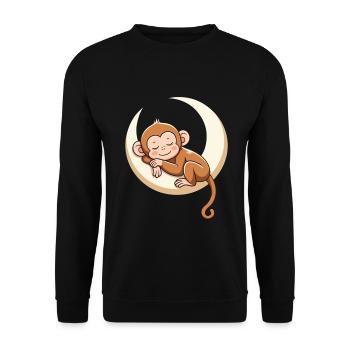 Sleeping monkey on moon pillow - Unisex Sweatshirt - black - Front - Alina (178cm) & Michal (187cm)