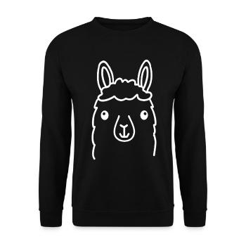 Cute Alpaca Llama Head Line Art - Unisex Sweatshirt - black - Front - Alina (178cm) & Michal (187cm)