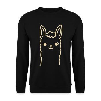 Cute Alpaca Llama Head Line Art - Unisex Sweatshirt - black - Front - Alina (178cm) & Michal (187cm)
