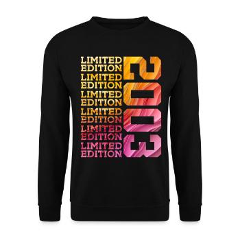 LIMITED EDITION 2003 23 JAHRE 23. GEBURTSTAG - Unisex Pullover - Schwarz - Vorne - Alina (178cm) & Michal (187cm)