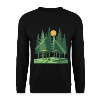 Disc Golf Forêt Coucher de soleil Scène du panier volant à disque - Sweat-shirt Unisexe - noir - Devant - Alina (178cm) & Michal (187cm)