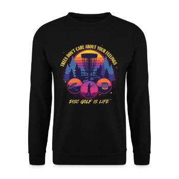 Disc Golf ist Leben Bäume kümmern sich nicht um Gefühle - Unisex Pullover - Schwarz - Vorne - Alina (178cm) & Michal (187cm)