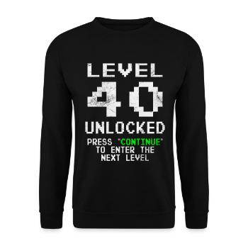 40e anniversaire niveau 40 débloqué cadeau du 40e anniversaire - Sweat-shirt Unisexe - noir - Devant - Alina (178cm) & Michal (187cm)