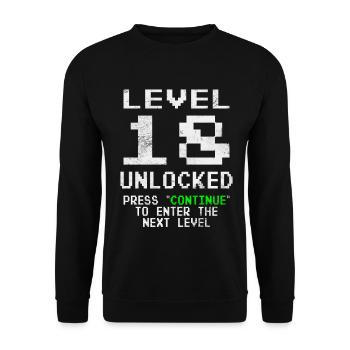 Level 18 Unlocked - Unisex Sweatshirt - black - Front - Alina (178cm) & Michal (187cm)