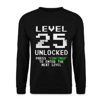 T-shirt déverrouillé niveau 25 Chemise du 25e anniversaire - Sweat-shirt Unisexe - noir - Devant - Alina (178cm) & Michal (187cm)