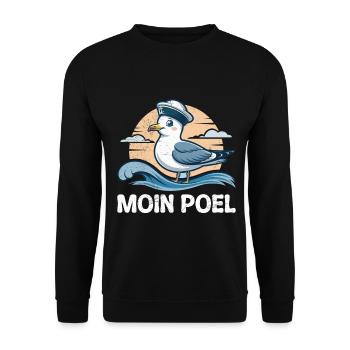 Ostsee MOIN POEL Souvenier Möwe Lustiges - Unisex Pullover - Schwarz - Vorne - Alina (178cm) & Michal (187cm)