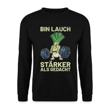 Gewichtheber BIN LAUCH STÄRKER ALS GEDACHT Lustig - Unisex Pullover - Schwarz - Vorne - Alina (178cm) & Michal (187cm)