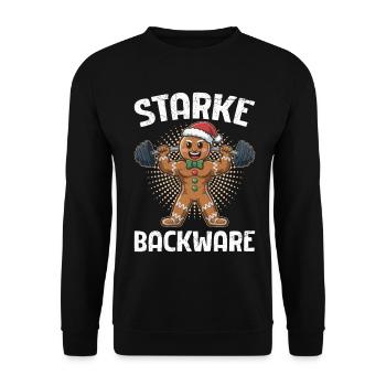 Gingerbread Man STARKE BACKWARE Funny - Unisex Sweatshirt - black - Front - Alina (178cm) & Michal (187cm)