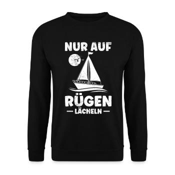 Island of Rügen ONLY ON RÜGEN SMILE Sailor Funny - Unisex Sweatshirt - black - Front - Alina (178cm) & Michal (187cm)