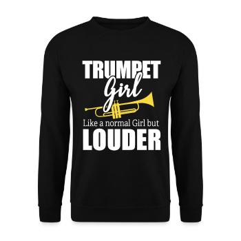 Trompetenmädchen wie ein normales Mädchen, aber lauter - Unisex Pullover - Schwarz - Vorne - Alina (178cm) & Michal (187cm)