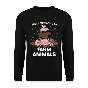 Animaux de ferme avec des fleurs : humour - Sweat-shirt Unisexe - noir - Devant - Alina (178cm) & Michal (187cm)