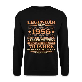 1956 Jahrgang 70 Jahre perfekt gealtert - Unisex Pullover - Schwarz - Vorne - Alina (178cm) & Michal (187cm)