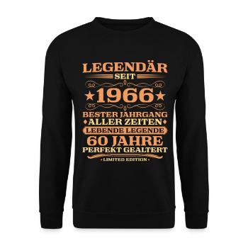 1966 vintage 60 years perfectly aged - Unisex Sweatshirt - black - Front - Alina (178cm) & Michal (187cm)