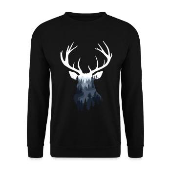 Cerf, Forêt, Nature, Nature sauvage, Extérieur, Animal - Sweat-shirt Unisexe - noir - Devant - Alina (178cm) & Michal (187cm)
