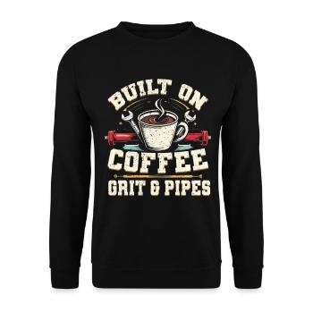 Pipelayer Pipeline Builder Coffee Grit & Pipes - Unisex Sweatshirt - black - Front - Alina (178cm) & Michal (187cm)