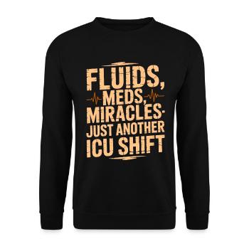 Infirmière en soins intensifs Fluides Médicaments Miracles Medical Frontline - Sweat-shirt Unisexe - noir - Devant - Alina (178cm) & Michal (187cm)