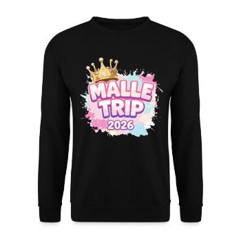 Malle Trip 2026 Party Krone Gruppenoutfit - Unisex Pullover - Schwarz - Vorne - Alina (178cm) & Michal (187cm)
