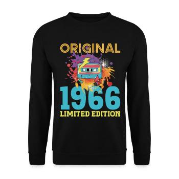 60 Year Old Birthday 1966 Retro Vintage Cassette - Unisex Sweatshirt - black - Front - Alina (178cm) & Michal (187cm)