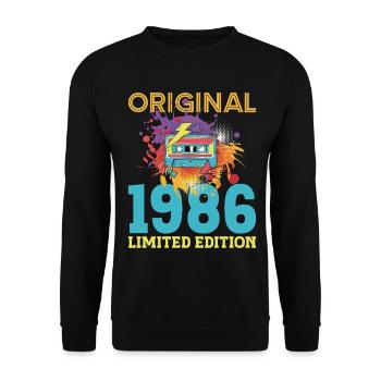 Anniversaire 40 ans 1986 Cassette Vintage Rétro - Sweat-shirt Unisexe - noir - Devant - Alina (178cm) & Michal (187cm)