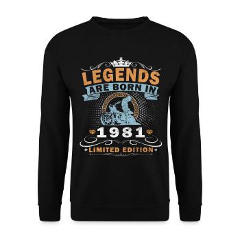 1981 Vintage Motorcycle Biker Birthday Born - Unisex Sweatshirt - black - Front - Alina (178cm) & Michal (187cm)