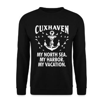 Cuxhavener MEINE NORDSEE MEIN HAFEN CUXHAVEN - Unisex Pullover - Schwarz - Vorne - Alina (178cm) & Michal (187cm)