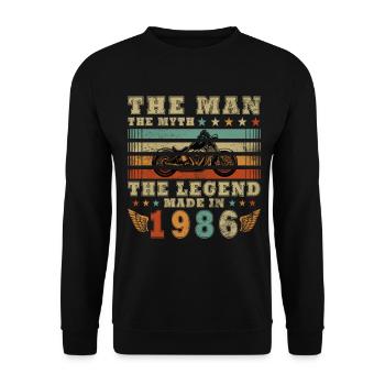 Moto rétro vintage classique de 1986 - Sweat-shirt Unisexe - noir - Devant - Alina (178cm) & Michal (187cm)