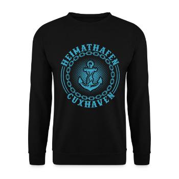 Nordsee HEIMATHAFEN CUXHAVEN Urlaub Lustig - Unisex Pullover - Schwarz - Vorne - Alina (178cm) & Michal (187cm)