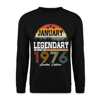 Legends-were-born-in-January-1976 - Unisex Sweatshirt - black - Front - Alina (178cm) & Michal (187cm)