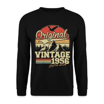 Original 1956 Vintage Vintage Birthday Retro - Unisex Sweatshirt - black - Front - Alina (178cm) & Michal (187cm)