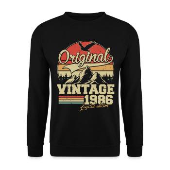 Original 1986 Jahrgang Vintage Geburtstag Retro - Sweat-shirt Unisexe - noir - Devant - Alina (178cm) & Michal (187cm)