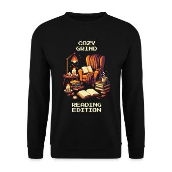Gemütlicher Grind | Cozy Lesen Bücher - Unisex Pullover - Schwarz - Vorne - Alina (178cm) & Michal (187cm)