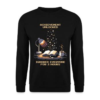 Achievement Unlocked | Reading Books Nerd - Unisex Sweatshirt - black - Front - Alina (178cm) & Michal (187cm)