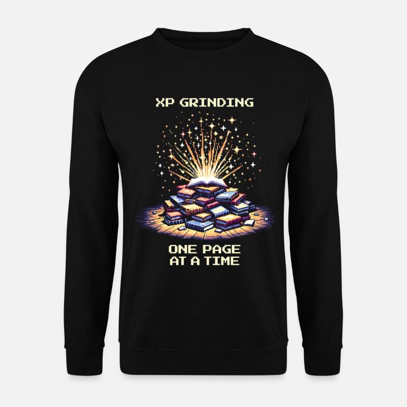 XP grinden | Seite für Seite Lesemotivation - Unisex Pullover - Schwarz