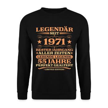 1971 vintage 55 years perfectly aged - Unisex Sweatshirt - black - Front - Alina (178cm) & Michal (187cm)