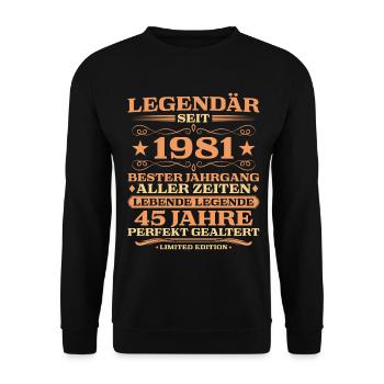 1981 vintage 45 years perfectly aged - Unisex Sweatshirt - black - Front - Alina (178cm) & Michal (187cm)