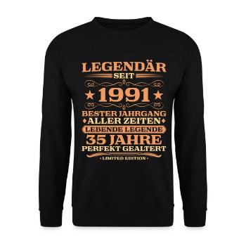 1991 vintage 35 years perfectly aged - Unisex Sweatshirt - black - Front - Alina (178cm) & Michal (187cm)