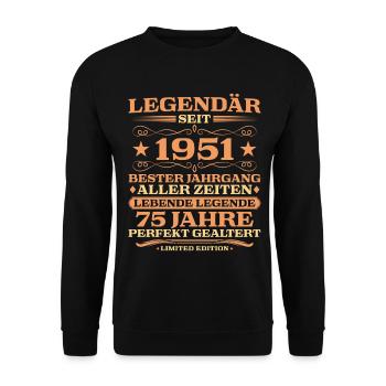 1951 vintage 75 years perfectly aged - Unisex Sweatshirt - black - Front - Alina (178cm) & Michal (187cm)